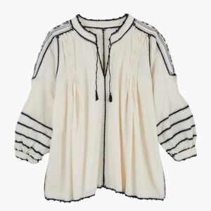 LARKIN LANE AMORCITA COLLECTION ARTISAN HAND-WOVEN COTTON TOP BLOUSE ONE SIZE